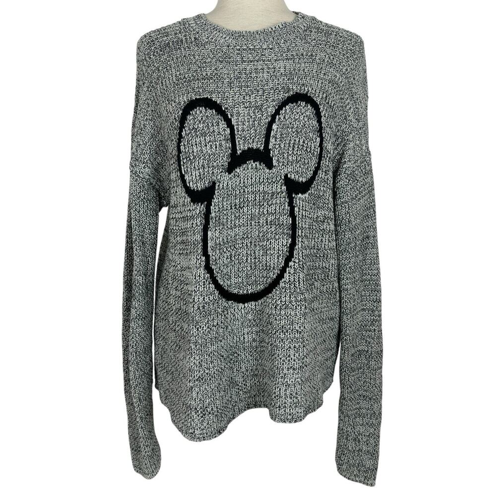 Disney X Love Your Melon Sweater Small Mickey Mouse Black Gray Crew Pullover